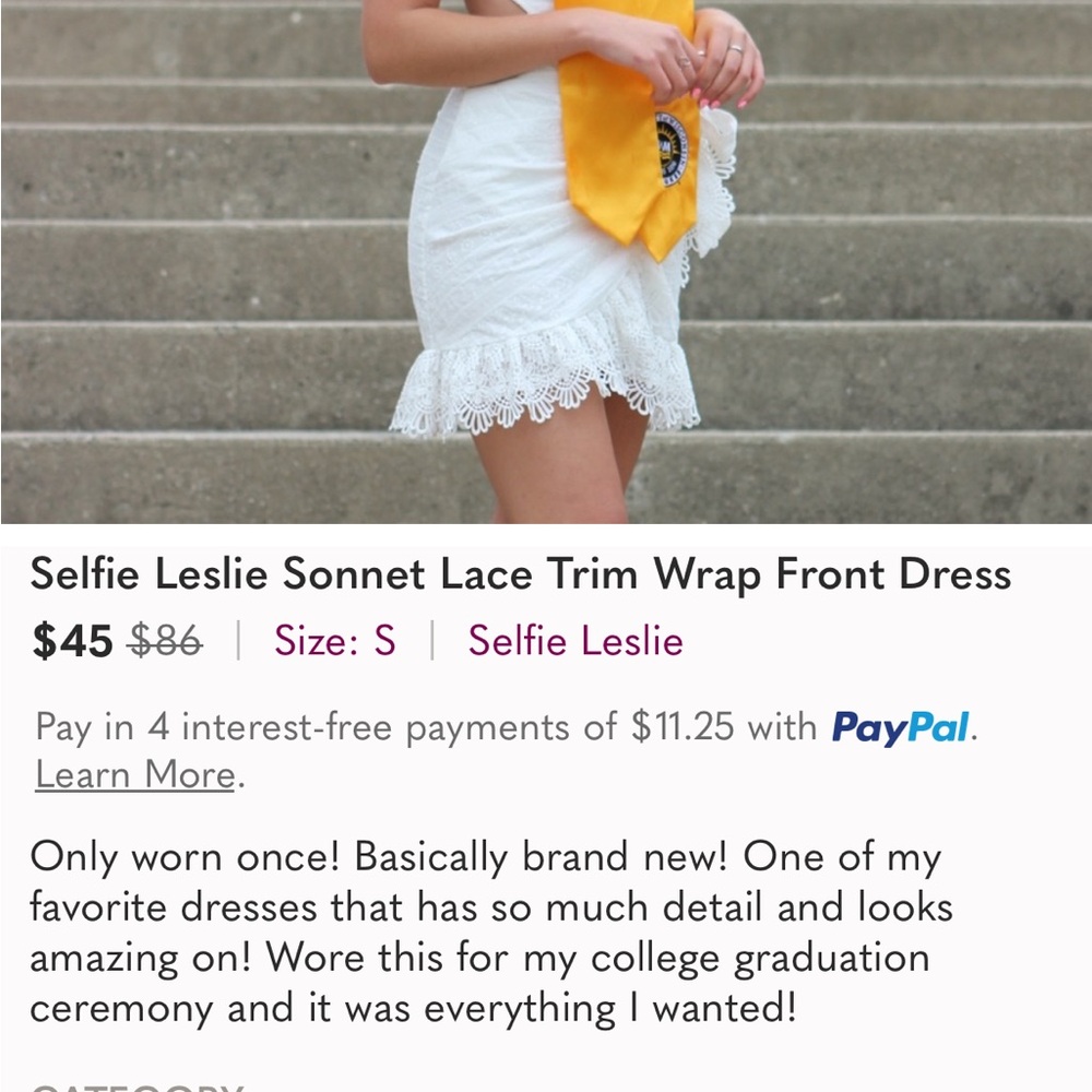 Selfie Leslie Sonnet Lace Trim Wrap Front Dress - Picture 4 of 4